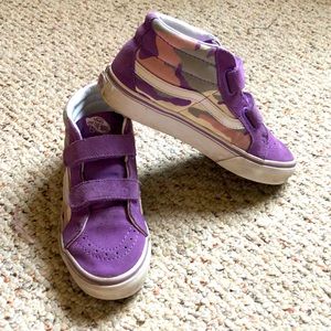 Purple Camo High Top Velcro Vans. Rare find!